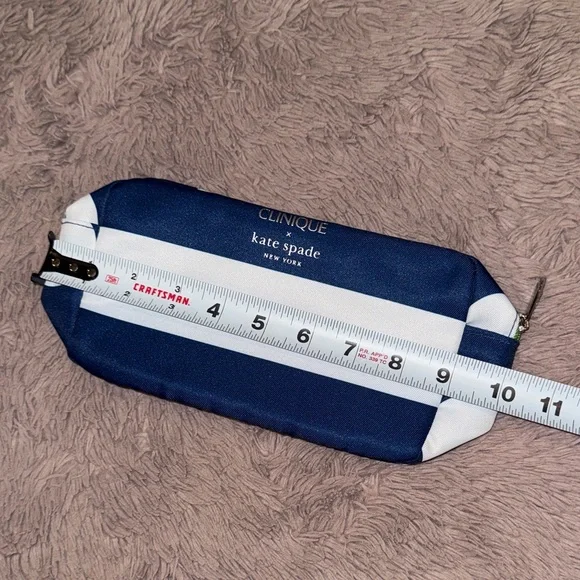 Kate Spade Clinique collab Cosmetic Bag Navy Green White Makeup Toiletries Pouch - Picture 7 of 9